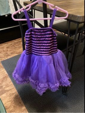Princess Expressions Purple Tutu Dress Girls Medium Ruffle Tulle Dance Costume